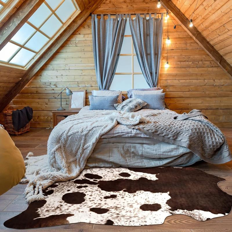 【Deals for You Days】Faux Cowhide Rug Faux Fur Rug Western Style Viral Non-Slip Room Decor Home Decor