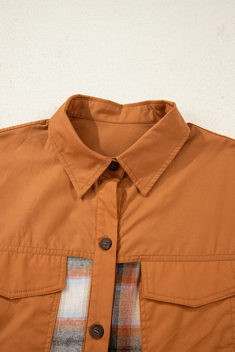 Khaki Plaid Color Block Ruffle Hem Dress