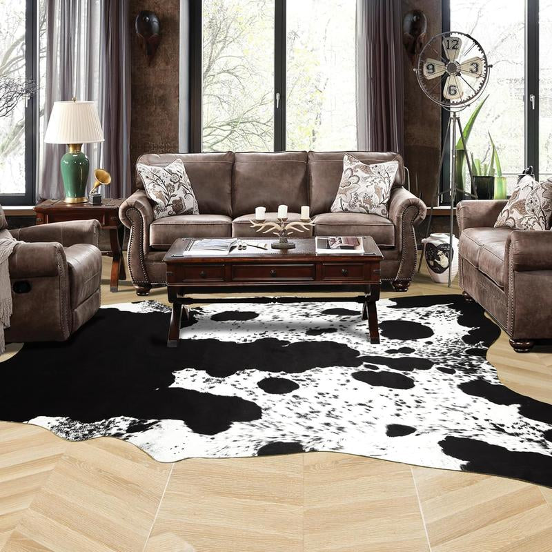 【Deals for You Days】Faux Cowhide Rug Faux Fur Rug Western Style Viral Non-Slip Room Decor Home Decor