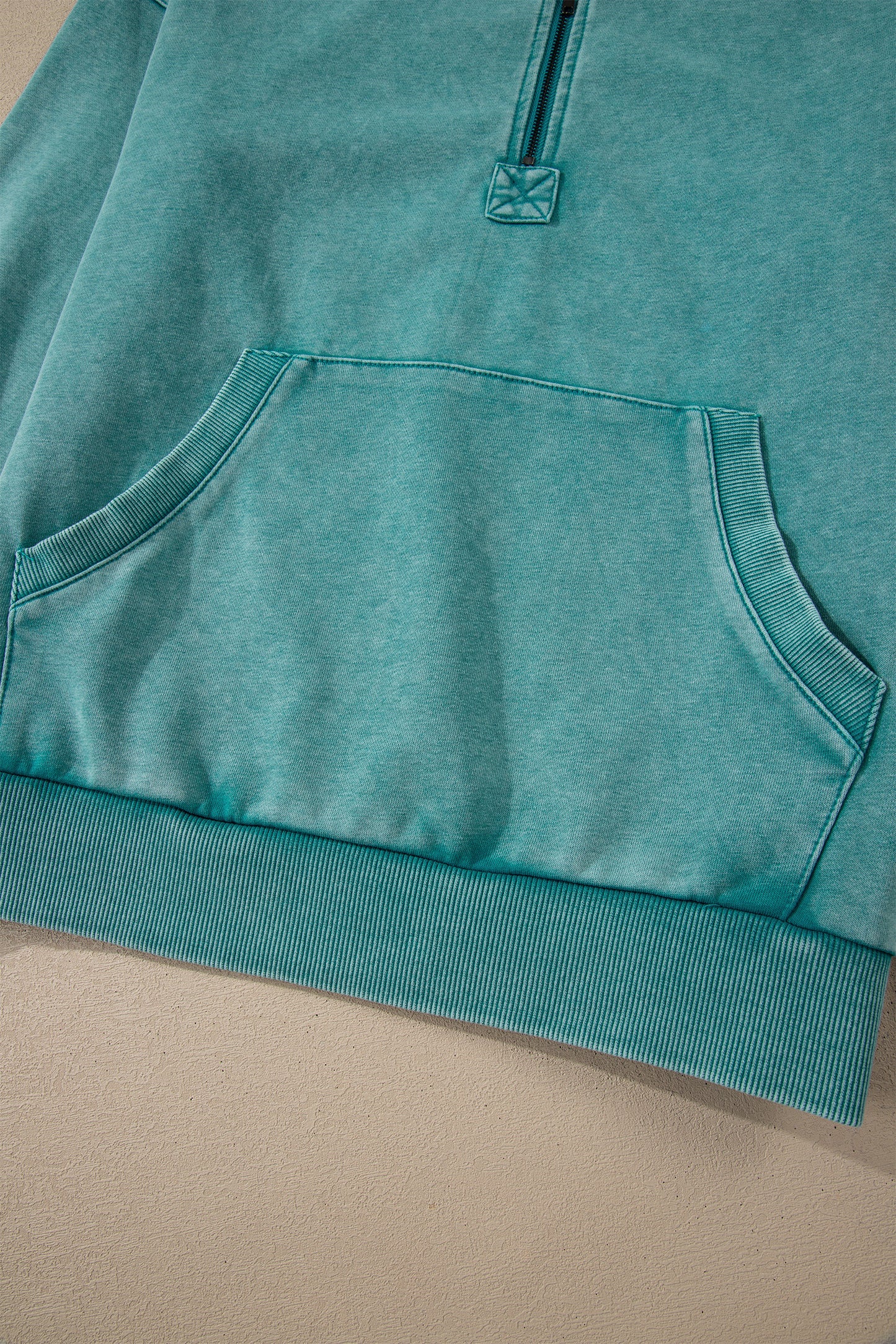 Half Zip Pocketed Mineral Wash Hoodie