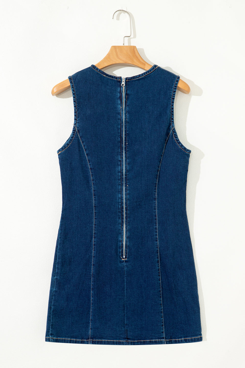 Sleeveless Zipped Bodycon Denim Mini Dress